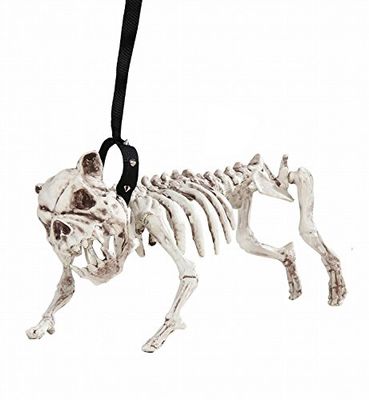 Widmann 01373 - skelet hond met riem, 45 cm, feestdecoratie, Halloween, carnaval, themafeest