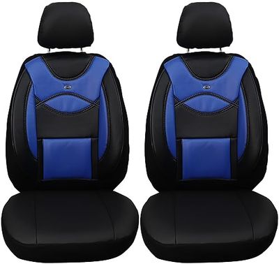 Coprisedili per auto, in ecopelle, compatibili con Peugeot Boxer tipo 250 2006, conducente e passeggero, FB: D106 (nero/blu)