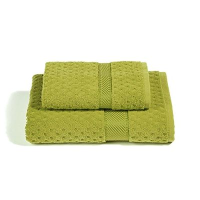 Caleffi - Serviette de Bain 2 Pièces en 100% Coton Eponge – 1 Serviette Toilette 50x100 cm + 1 Serviette Visage 40x60 cm, Douce et Ultra Absorbante - Serviettes Eponge - Lot Serviette