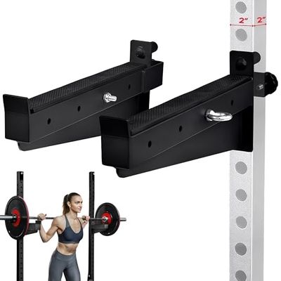 Yes4All Barra di sicurezza per squat di alta qualità, capacità di 453 kg, braccio per squat rack spotter 2 x 2 – altezza regolabile