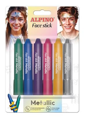 Alpino - Set di trucco – 6 barrette colorate metallizzate, facile applicazione su una barra da 5 g, consistenza morbida e cremosa, colori intensi e duraturi