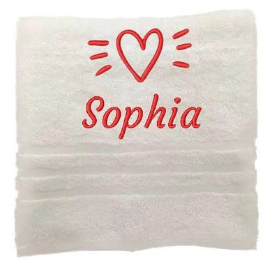 Asciugamano personalizzato con nome splendidamente ricamato Asciugamano da bagno Asciugamano in cotone 100% Asciugamano da bagno con nome (100 x 50 cm, Cuore)