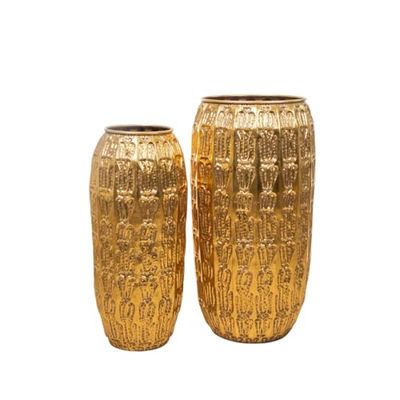 Alexandra House Living Set de 2 Jarrones Dorado Metal 49 x 92 x 49 cm (2 Piezas)