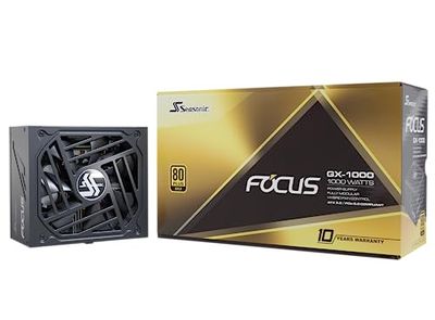 Seasonic Focus GX-1000 ATX 3.0, fuente de alimentación, ATX12V 3.0, 80 Plus Gold, 1000 W, modular, PCIe 5.0, conector 12VHPWR, negro