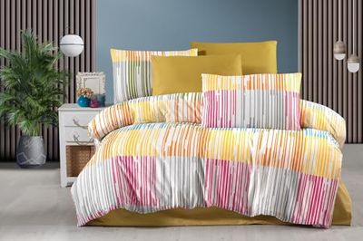 Nuit Des Rêves Set di copertine trapunta XXL (155 x 220 cm), fantasia/bianco e rosa/grigio, 50% cotone, 50% poliestere | Button Closure Duvet & Envelope Pillowcase | 127 thread Count, lavabile in