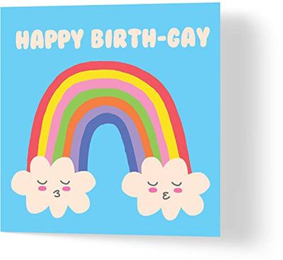 Wuzci Verjaardagskaart "Happy Birth-Gay", 150 mm lengte x 150 mm breedte
