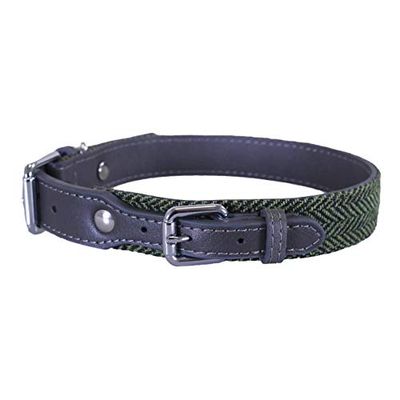 Rosewood Collar de Perro de Piel Gris y Espiga de Bosque de 40,6 a 50,8 cm, L