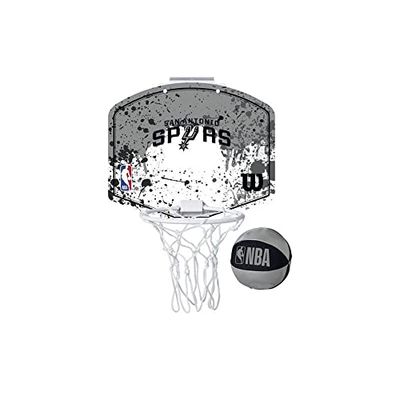 Wilson Minicanestro da Basket NBA TEAM MINI HOOP, Plastica, Bianco/Grigio (San Antonio Spurs)