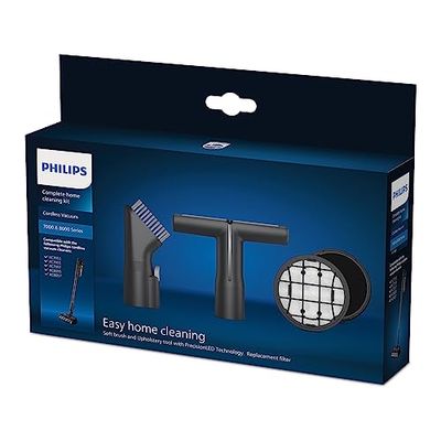 Philips Cordless VC 7000 & 8000 Series Home Cleaning Kit originale, Spazzola morbida, filtro in schiuma e filtro di ingresso con telaio, per XC7053, XC7055, XC7057, XC8055, XC8057 (XV1685/01)