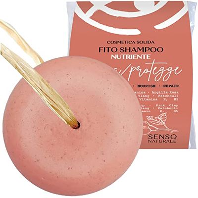 Senso Naturale Solid Nourishing Hair Shampoo for Dry & Damaged Hair – Repair, Hydrate & Protect with Jojoba Oil, Ylang Ylang & Red Clay – Softens & Revives Dull Hair | Vegan & Organic | 75g