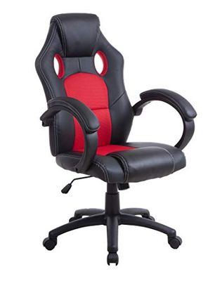 MUEBLIX.COM Bureaustoel of gamingstoel rood Valencia | bureaustoel met kantelbare rugleuning met wielen | bureaustoel in moderne stijl van polypropyleen | kleur rood