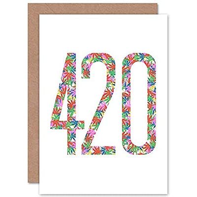Artery8 Happy 420 Day Weed Inverted Birthday Joint Stoner Sealed Greeting Card Plus Envelope Blank inside