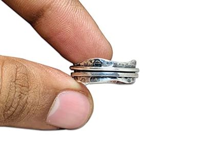 Anello spinner martellato, anello in argento sterling, anello fatto a mano, anello di meditazione, idee regalo (28,5)