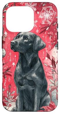 Black Lab Labrador Dog Christmas Holiday Artwork Case for iPhone 16 Pro