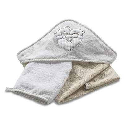 Italbaby - Albornoz con capucha de rizo, 75 x 75 cm, color marfil, 350 g