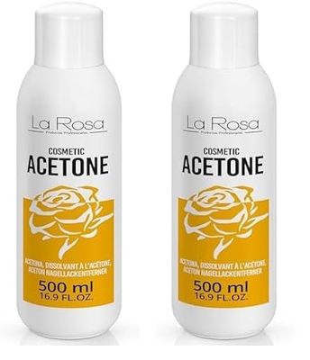 LaRosa SOLVENTE per unghie ACETONE puro 500ml - 100% di qualità superiore, levasmalto, Rimuove tutti smalti per unghie, le unghie in gel, la colla per unghie, le unghie acriliche, profumo di lime