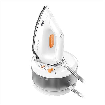 Braun Carestyle Compact Stoomgenerator IS 2132, Stoomgenerator Freeglide 3D Technologie, Verticale Stoom, 2400 W, Pompdruk 5.5 Bar, Stoomproductie 400 G/Min, Groot 1.5L Waterreservoir, Wit/Oranje