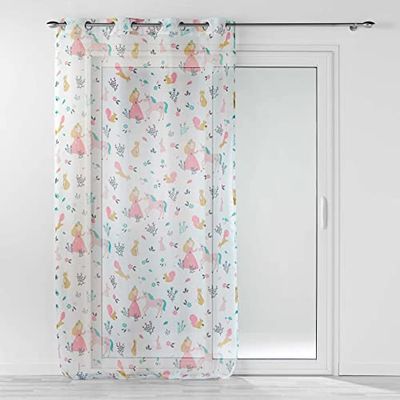 Douceur d'Intérieur, Eyelet Curtain 140 x 240 cm White Printed Princess Unicorn
