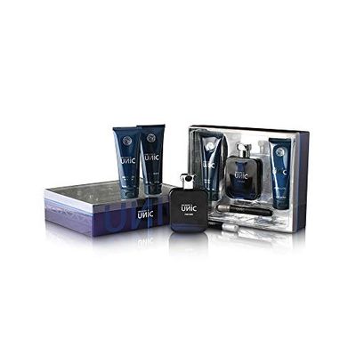 Unic by New Brand for Men - 4 Pc Gift Set 3.3oz EDT Spray, 0.5oz EDT Spray, 4.3oz Shower Gel, 4.3oz After Shave