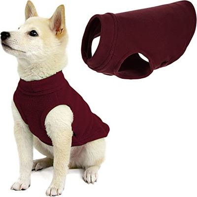 Gooby Chaleco de Forro Polar elástico, Chaqueta cálida, Ropa de Invierno para Perros pequeños, Grandes, machos o Hembras, suéter de Forro Polar Suave y superelástico, Color Burdeos, Talla M