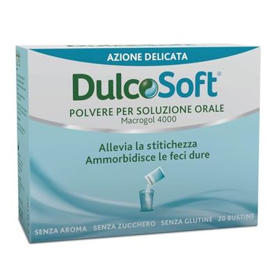 Dulcosoft, Dispositivo Medico, Feci Dure, Senza Glutine, Senza Zucchero, Macrogol 4000, 20 Bustine Predosate, Adulti, Bambini