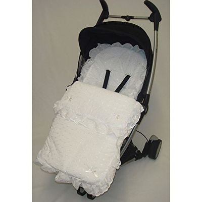 Broderie anglasise fotmuff/osy toes kompatibel med Babystyle Oyster Prestige vit