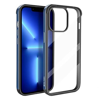 ASOBEAGE Custodia con struttura in metallo per iPhone 13 Pro, antiurto, sottile, antigraffio, non ingiallisce, trasparente (blu scuro)