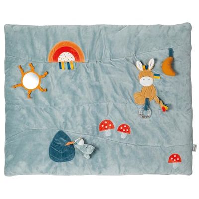 Nattou Manta rectangular para gatear con actividades diversas, De poliéster, Aprox. 80 x 100 cm, Félix y Leo, Colorido