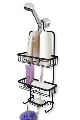 Splash Home Kohala - Portaoggetti da bagno in alluminio, con due cestini, 61 x 12,7 x 27,9 x 27,9 cm, colore: nero opaco