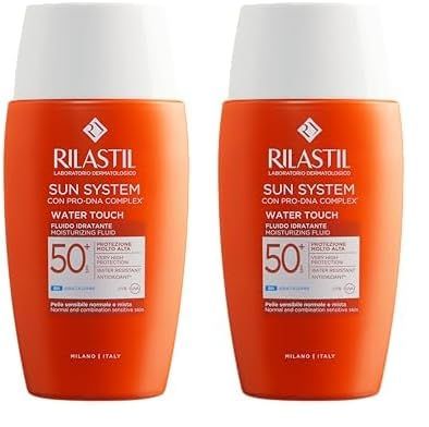 Rilastil Sun System Fotoprotector Water Touch SPF50+, Protector Solar Facial Ligero de Base Acuosa, Resistente al Agua - 50 ml (Paquete de 2)