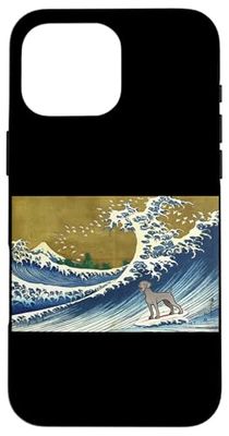 Cute Retro Vintage Surfing a Wave Weimaraner Lover Coque pour iPhone 16 Pro Max