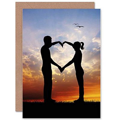 Wee Blue Coo PHOTOGRAPH SUNSET LOVE COUPLE SILHOUETTE BLANK GREETINGS BIRTHDAY CARD