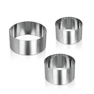 Metaltex runda rostfritt stål alla ändamål matlagningsringar, silver, 3-delar