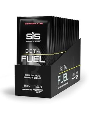 Science in Sport Beta Fuel 80 Bebida Energética en Polvo 15 x 82g Fresa Lima - Polvo isotónico para bebidas con 80g de carbohidratos, fuente ideal de energía para atletas de resistencia.