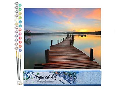 Figured'Art Peinture par Numéro Adulte Chemin sur l'eau - Activité Manuelle Kit de Loisir Créatif DIY Numéro d'Art Complet - 40x50cm sans châssis en bois