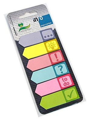inFO Notes Paper Page Markers, 6 Printed Pads, Each with 25 Sheets on Printed Card