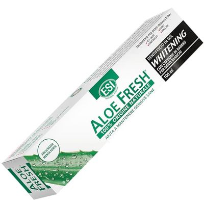 ESI - Aloe Fresh Whitening, Dentifricio con Aloe Vera, Alghe Marine e Carbone di Bambù, Contribuisce a Mantenere Denti Bianchi e Brillanti Senza Aggredire lo Smalto, Senza Fluoro e Saccarina, 100 ml