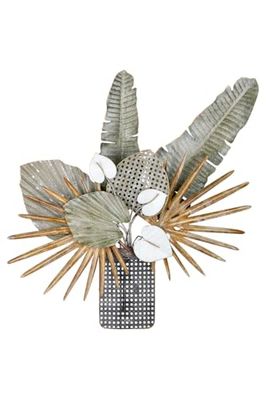 AlexandreHouse Wall Relief, Floral Design, Metal, Green, PU 1, L. 8 cm, W. 67 cm, H. 73 cm