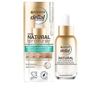 Delial Natural Bronzer Gocce Viso Autoabbronzanti con Acido Ialuronico e Acqua di Cocco, 30 ml