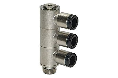 Répartiteur multi 3 prises « Click-clock » - Rotatif - G 1/8 A - Pour tuyau extérieur de 8 mm de diamètre - Pression de travail max. 16 bars - Laiton