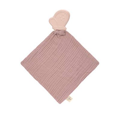 LÄSSIG Pañuelo con mordedor de caucho natural y algodón orgánico/Teether Comforter Butterfly