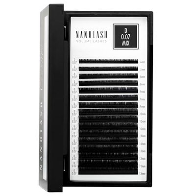 Nanolash Volume Lashes - false lashes for professional eyelash extensions, volume eyelash extensions (0.07 D, MIX 6-13mm)