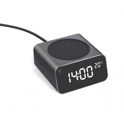 Xoopar - Sveglia Digitale Con Caricatore Rapido A Induzione Da 15W Con Termometro - In Alluminio - Plastica Riciclata Compatibile Con Gli Smartphone Più Recenti - REDDI CHARGE NERO