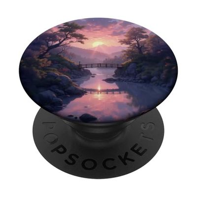 Puesta de sol puente sobre tranquilo río paisaje PopSockets PopGrip Adhesivo