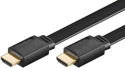Goobay 31925 platte high-speed HDMI-kabel met Ethernet, goud, zwart, 1 m kabellengte