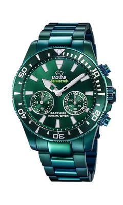 JAGUAR Herrklocka J990/1 Smartwatch rostfritt stål boett 316l grönt armband i rostfritt stål 316l grön, grön, armband