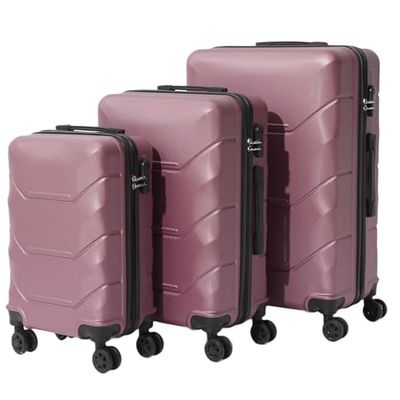 JET LAG, 3 Maletas Londres 36L 65L 103L, Carcasa rígida (ABS) con Cerradura integrada, Ruedas giratorias de 360°, asa de tracción, Compartimento con Cremallera, Morado