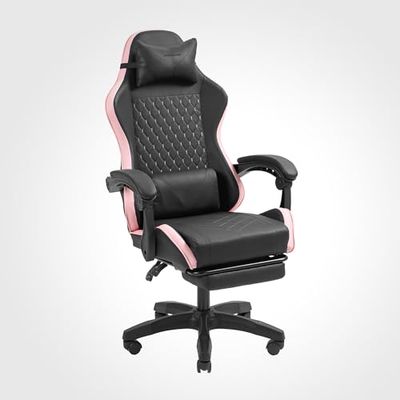 Mars Gaming MGC-X, Silla Gaming Ergonómica, Cuero Sintético, Respaldo Reclinable y Altura Regulable, Reposabrazos Dinámico, Cojín Cervical y Lumbar, Silla de Oficina con Reposapiés Extensible, Rosa