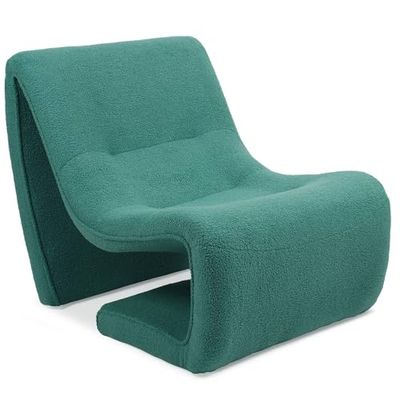 Menzzo Fauteuil Design Feldon Tissu Bouclette Vert