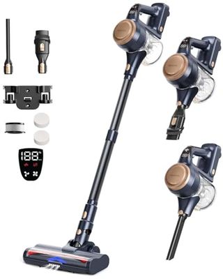 Proscenic P11 Lite 38kpa/400W/40Min Aspiradora sin Cable Ligera, Antienredos para Mascotas, Batería Extraíble, Pantalla Táctil, para Alfombras/Suelos Duros